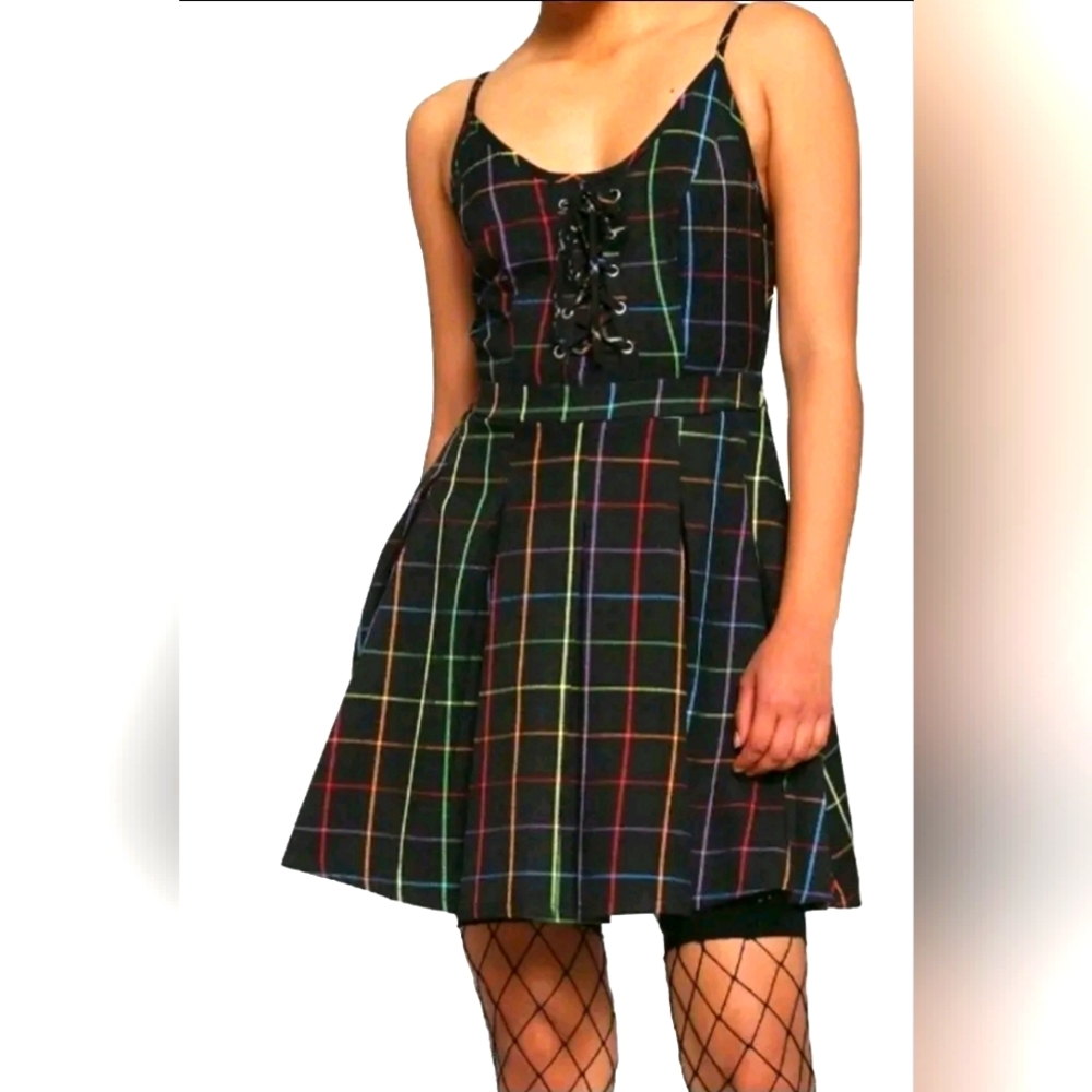 HOT TOPIC Retro 90's-Vibe Y2K Corset School Girl Skater Grunge Pleated Dress L